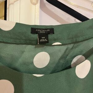 Ann Taylor Green Polka Dot Blouse